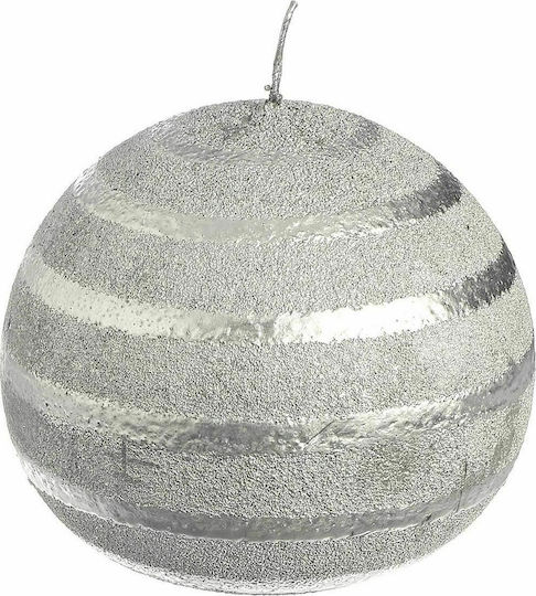 JK Home Decoration Χριστουγεννιάτικο Κερί Ασημί 10εκ.