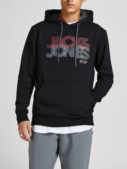 Jack & Jones Men's Sweatshirt with Hood and Pockets Black