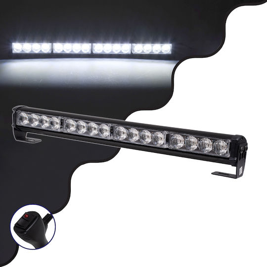 GloboStar Μπάρα Σήμανσης Αυτοκινήτου LED 10 - 30V Αδιάβροχη 45cm με Λευκό Φωτισμό