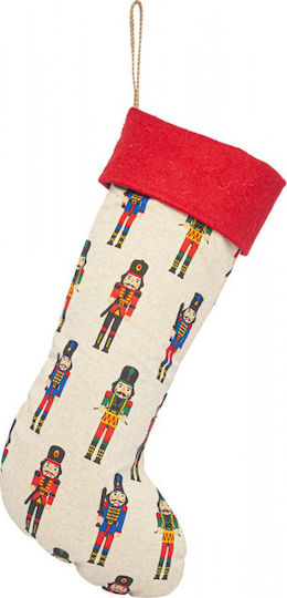 Christmas Decorative Sock with Nutcracker Beige