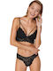 Cansoy Lace Underwear Set with Bralette & Brazil Black Henna 557