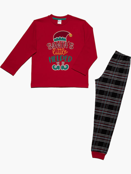 Minerva Παιδική Πιτζάμα Χειμωνιάτικη Κόκκινη XMAS ELF