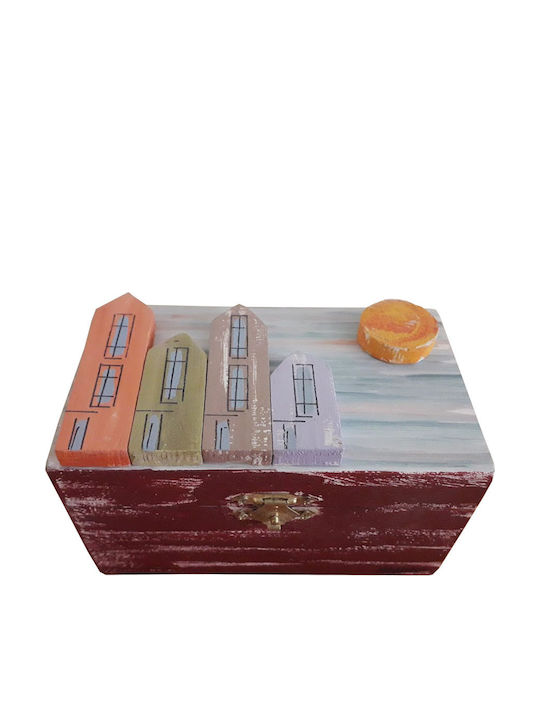 Kapadakis Wood Art Wooden Jewellery Box Burgundy 14x14x8cm