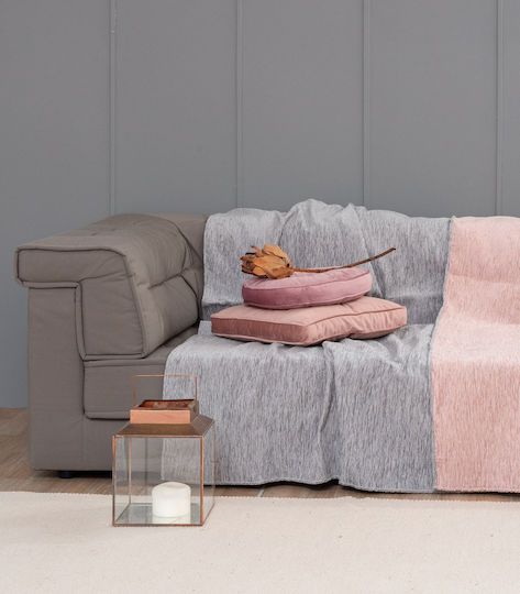 Palamaiki Four-Seater Sofa Throw 2 Sides Genoa 180x320cm Grey / Pink