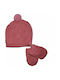 Mayoral Kids Knitted Beanie Set with Gloves Pink