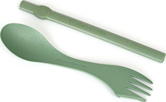 Light My Fire Spork N Straw Blackpeark Cutlery for Camping Set Knife-Fork Skewer Green