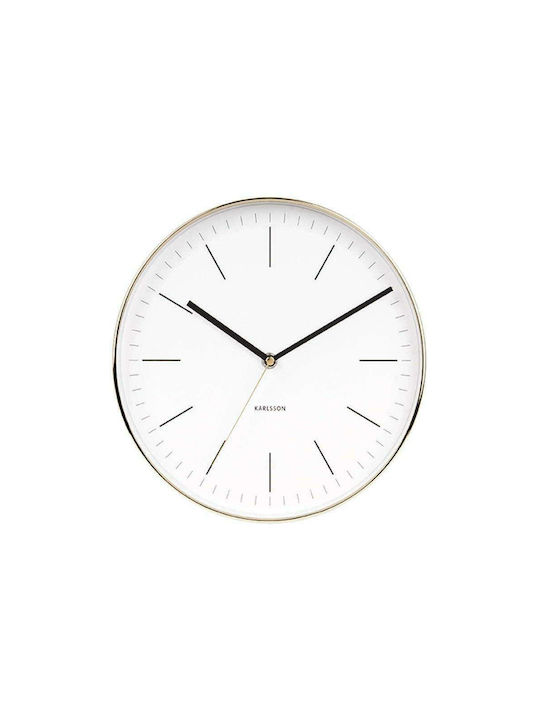 Karlsson Minimal Стенен часовник Металик White / Gold Ø27.5см