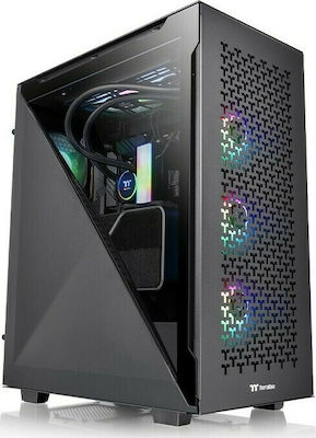 Thermaltake Divider 500 TG Air Chassis Gaming Midi Tower Κουτί Υπολογιστή με Πλαϊνό Παράθυρο και RGB Φωτισμό Μαύρο