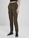 Women's High-waisted Fabric Cargo Trousers Dark Olive