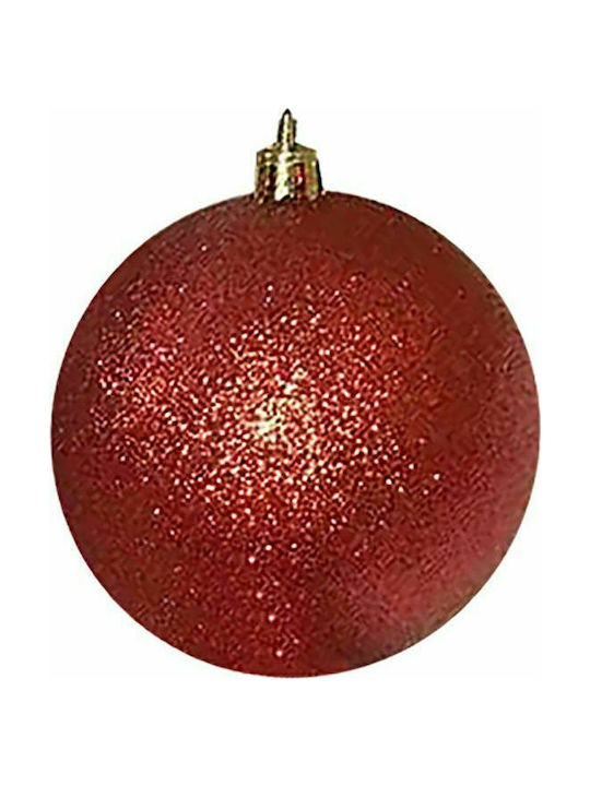 XMASfest Christmas Plastic Ball Ornament Red 8x8cm 6pcs