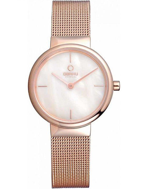Obaku Women's Watch with Pink Gold Metal Bracelet