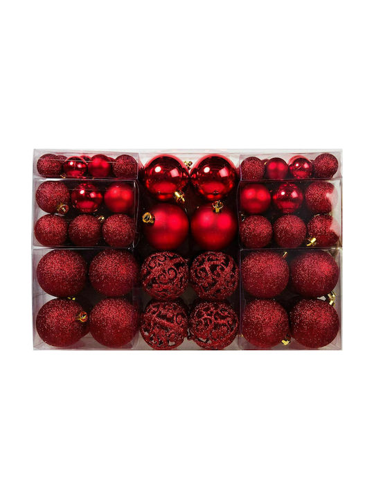 Χριστουγεννιάτικες Μπάλες Πλαστικές Κόκκινες με Χρυσόσκονη 100τμχ
