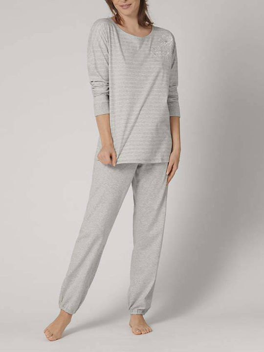 Triumph Winter Women's Pyjama Set Cotton Gray