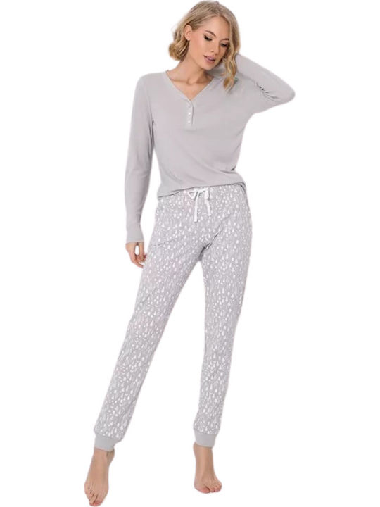 Aruelle Winter Damen Pyjama-Set Baumwolle Gray Arianne 39.01.23.215