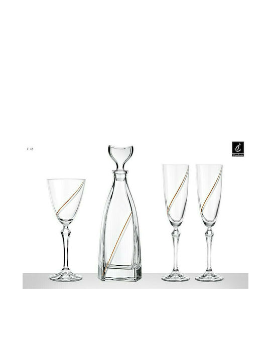 Capolavoro Σετ Καράφα Γάμου με Ποτήρια Κρασιού & Σαμπάνιας από Κρύσταλλο 4τμχ