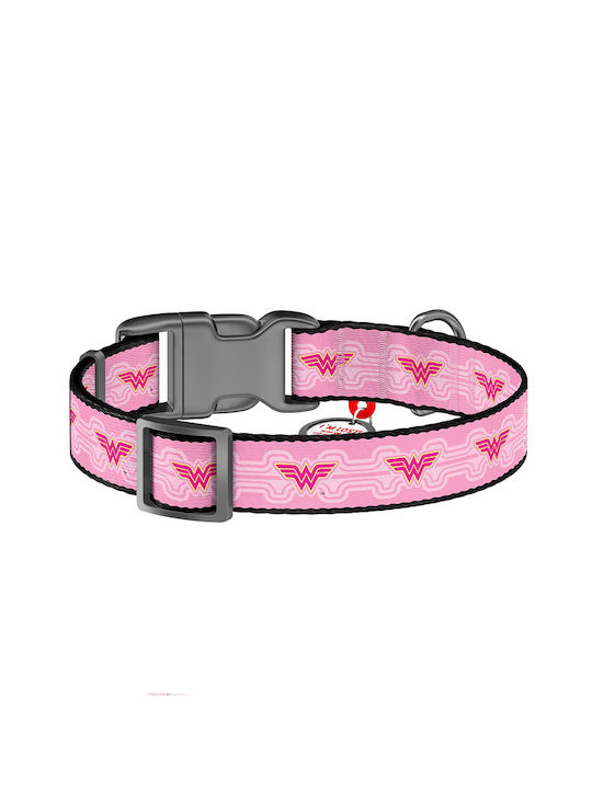 WauDog Wonder Woman 1 Dog Collar In Pink Colour Περιλαίμιο με Smart ID 15mm x 23-35cm