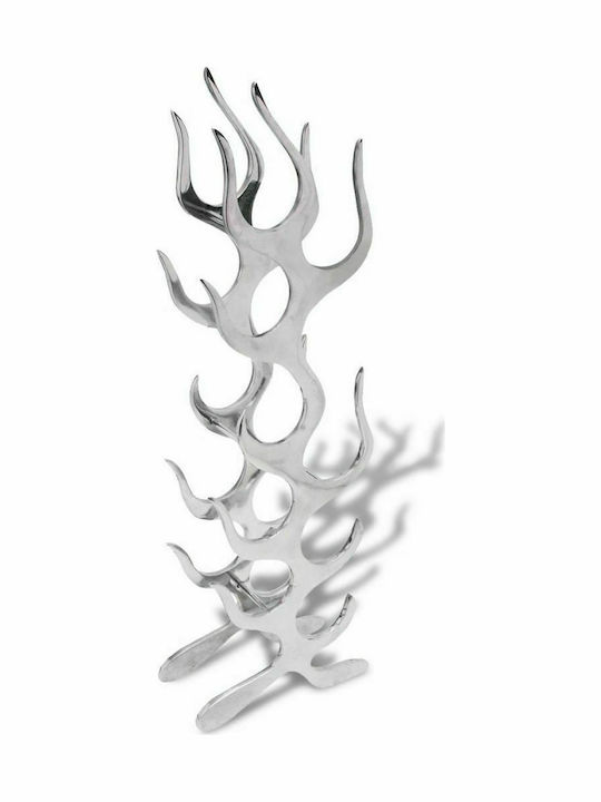 vidaXL Flamme Tischplatte Flaschenhalter Metallisch für 9 Flaschen Silber 31x13x94εκ.