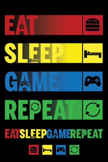 Pyramid International Детски Постер Eat Sleep Game Repeat 91.5x61бр