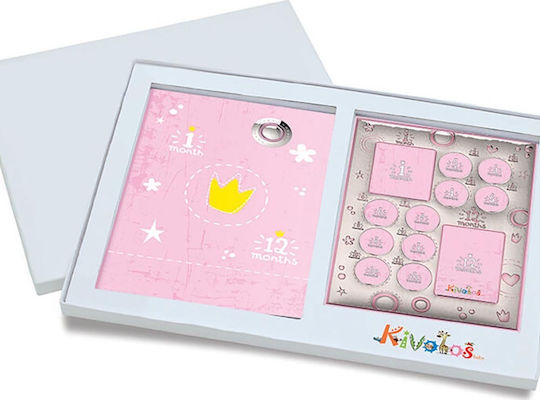 Slevori 12 Monate Kinder-Metall-Multirahmen Rosa 19.3x25cm