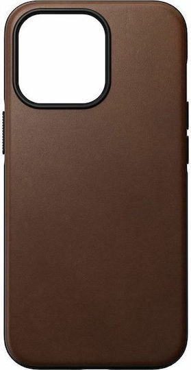 Nomad Modern Leather Umschlag Rückseite Leder Rustic Brown (iPhone 13 Pro)
