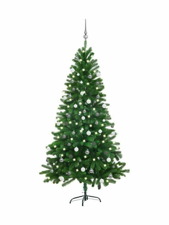 Christmas Green Tree with Metallic Base and LED Lighting H180cm