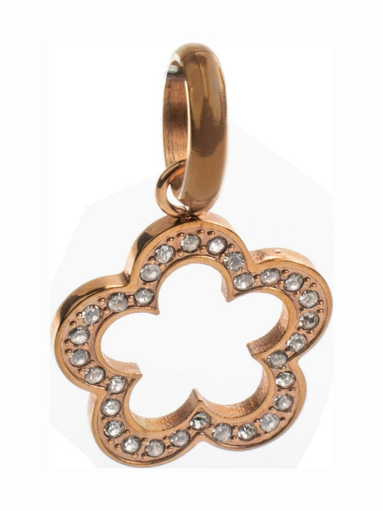 Folli Follie Florw Charm С Камъни От Розово Златно Сребърно