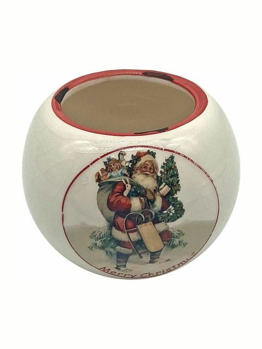 XMASfest Χριστουγεννιάτικο Κεραμικό Κηροπήγιο Μπεζ 8.5x8.5εκ.