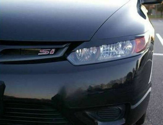 Motordrome Front Headlight Eyebrows for Honda Civic for Honda Civic 2006 2D Black