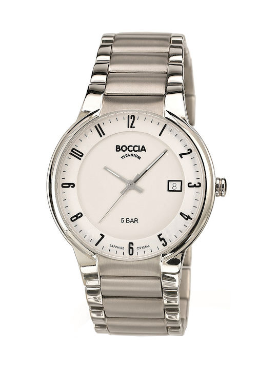 Boccia Uhr Batterie mit Silber Metallarmband