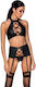 Passion Nancy Sexy Σετ Εσωρούχων με Ζαρτιέρες Black 3τμχ