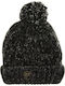 Tweed Cable Pom Pom Beanie Γυναικείος Σκούφος Πλεκτός σε Μαύρο χρώμα