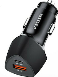 Veger CC50-1A1C Φορτιστής Αυτοκινήτου με Θύρες 1xUSB-A 1xType-C Veger CC50-1A1C Φορτιστής Αυτοκινήτου με Θύρες 1xUSB-A 1xType-C
