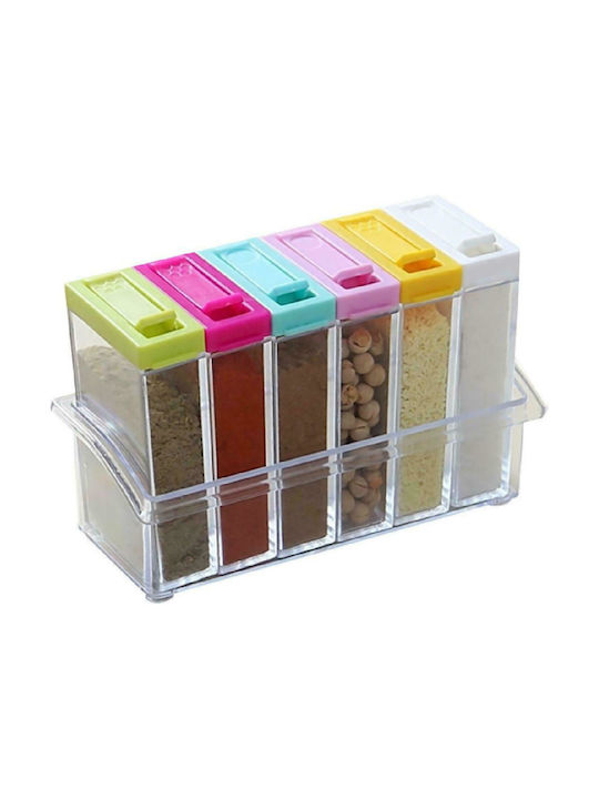 Plastic Tabletop Spice Rack with Stand Transparent 6pcs