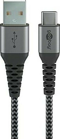 Goobay Braided USB 2.0 Cable USB-C male - USB-A 60W Gray 1m (49296)