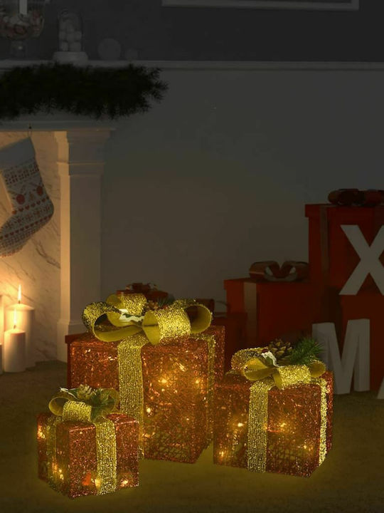 vidaXL Beleuchtet Weihnachtliche Stoff Figur Box Rot 3Stück