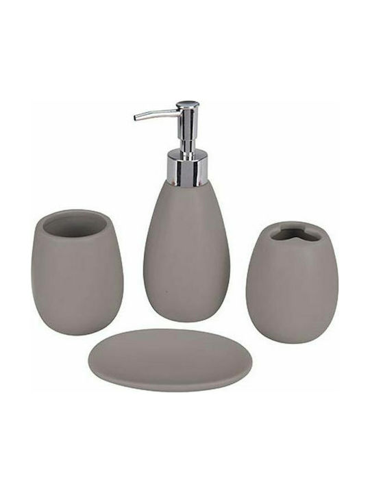 C80651740 Ceramic Bathroom Accessory Set Gray 4pcs