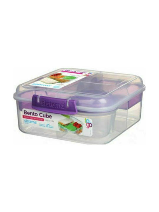 Sistema Bento Lunch Box Plastic Μωβ Suitable for for Lid for Microwave Oven 1250ml 1pcs