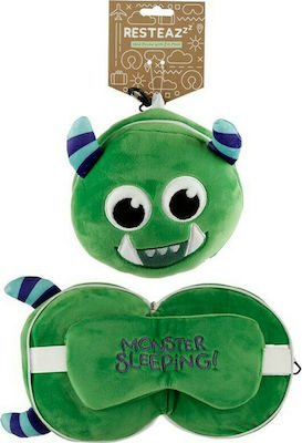 Puckator Green Monster Travel Set Mask and Pillow for Kids with Carrying Case Green