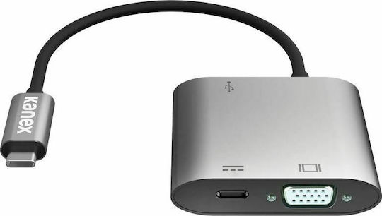 Kanex Конвертор USB-C Мъжки към USB-A / USB-C / VGA Женски Сребрист 1 Брой K181-1278
