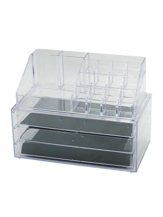 Cosmetics Organizer with Drawers and Dividers Transparent 24x20x15cm