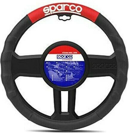 Sparco Husă Volan Auto C1111 cu Diametru 38cm Sintetic Roșu