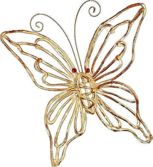 JK Home Decoration Χριστουγεννιάτικη Μεταλλική Φιγούρα Πεταλούδα Χρυσή 6τμχ