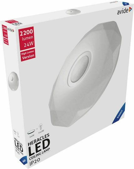 Avide ACLO38CW-24W-HER Πλαφονιέρα Οροφής 39.5εκ. Λευκή με Ενσωματωμένο LED