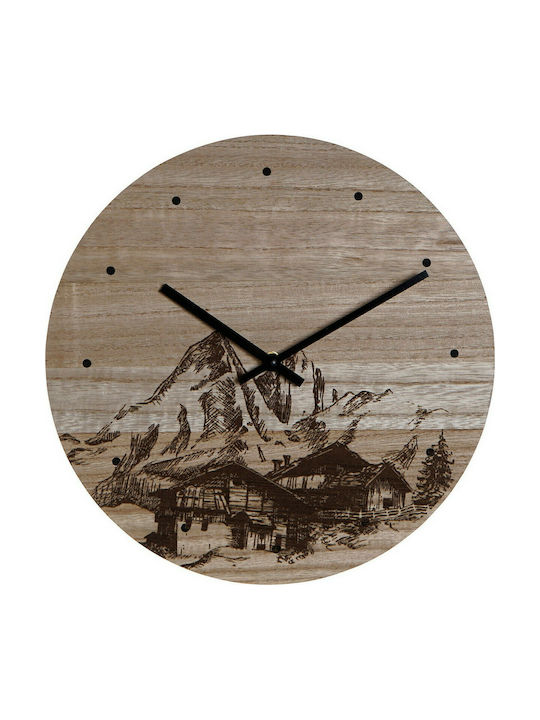 DKD Home Decor Βουνό Wall Clock Wooden Beige Ø30cm