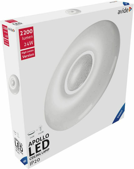 Avide ACLO38CW-24W-APO Πλαφονιέρα Οροφής 41εκ. Λευκή με Ενσωματωμένο LED