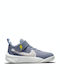 Hustle Team Hustle 10 Kids Sports Shoes Basketball with Hoop & Loop Closure Ashen Slate / Aluminum / Yellow Strike / White