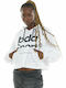 Body Action Women's Cropped Hooded Sweatshirt White