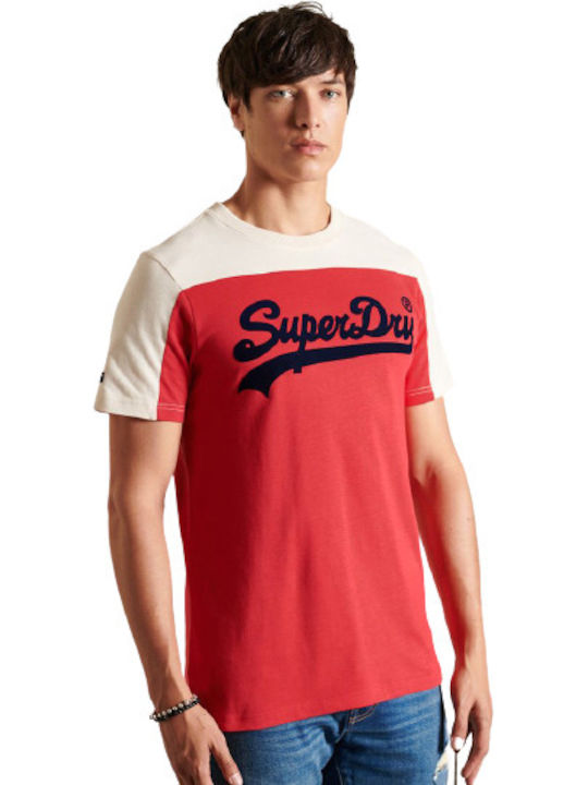 Superdry Ανδρικό T-shirt Κόκκινο με Λογότυπο