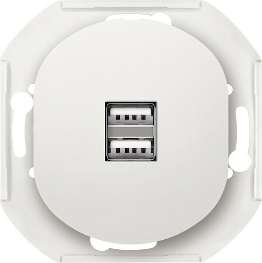 Aling Conel Eon Χωνευτή Πρίζα με 2 Θύρες USB Λευκή