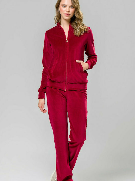 Harmony Winter Women's Pyjama Set Cotton Burgundy